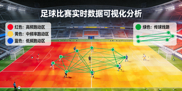 足球比赛现场实时跑动热力图与传球网络分析